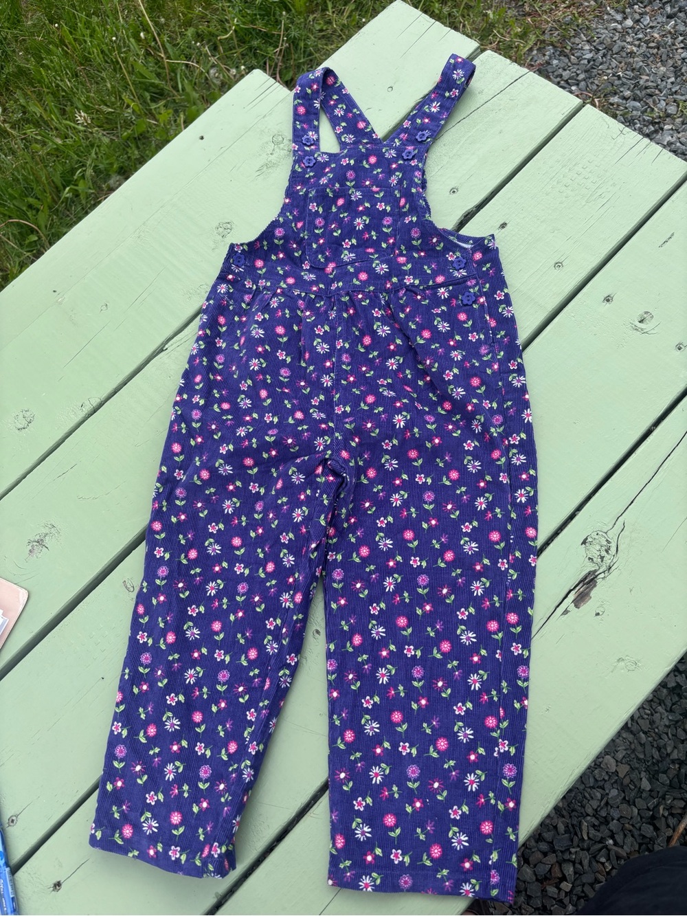 Vintage 90s Cuddle Town Girls Floral Overalls Size 3T Corduroy